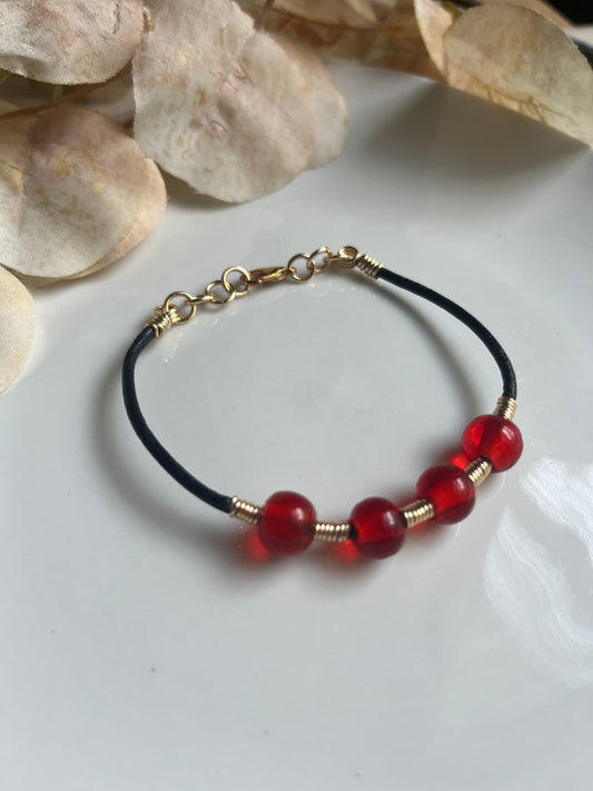 Translucent red stone bracelet