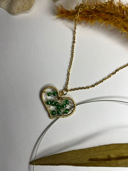 Beaded heart pendant necklace.