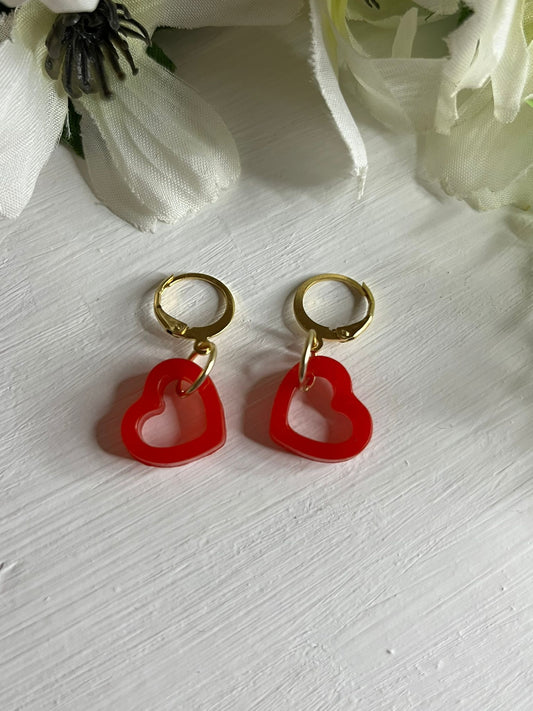 Resin Heart Charm Earrings