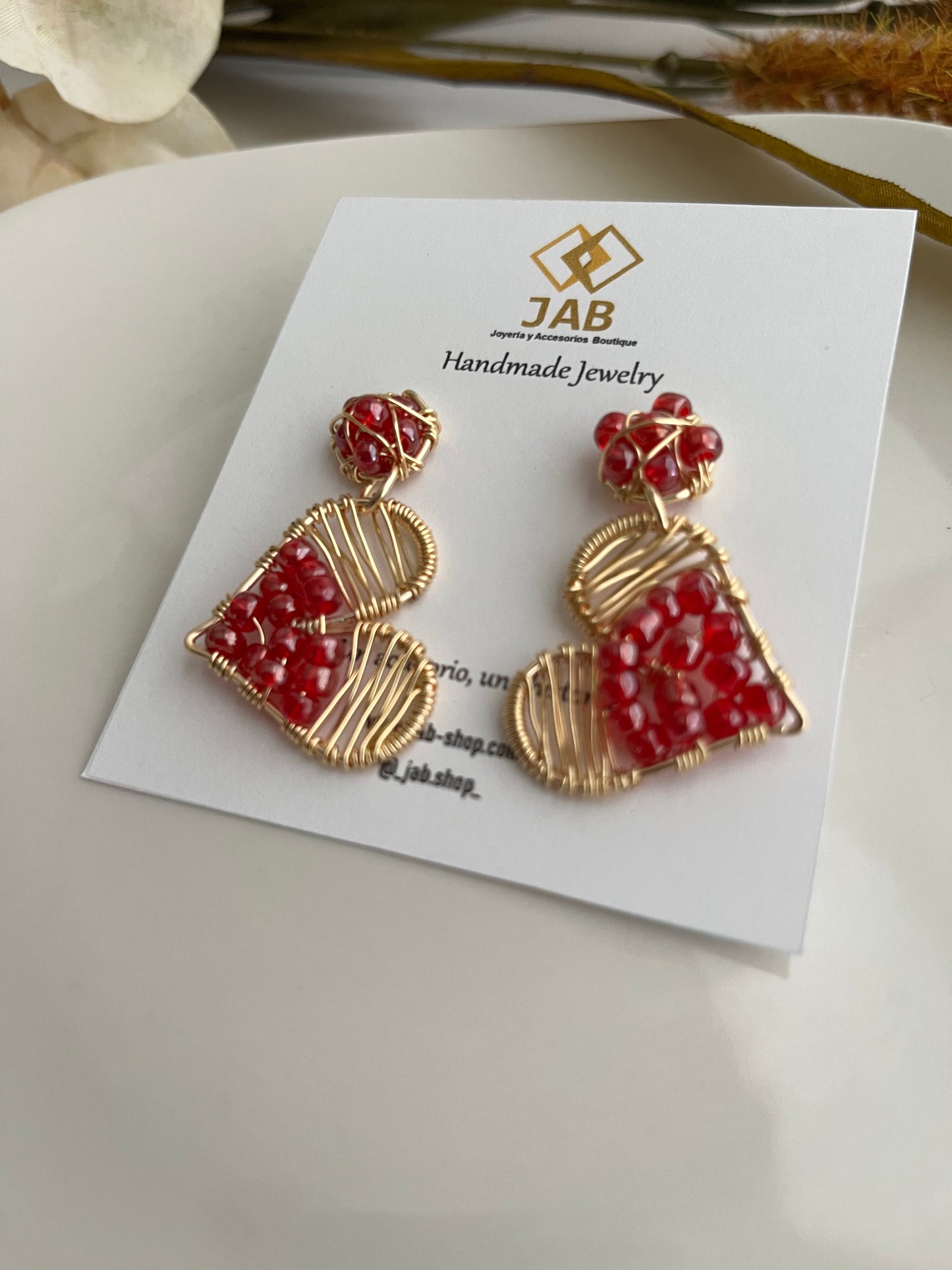 Heart and bead earrings