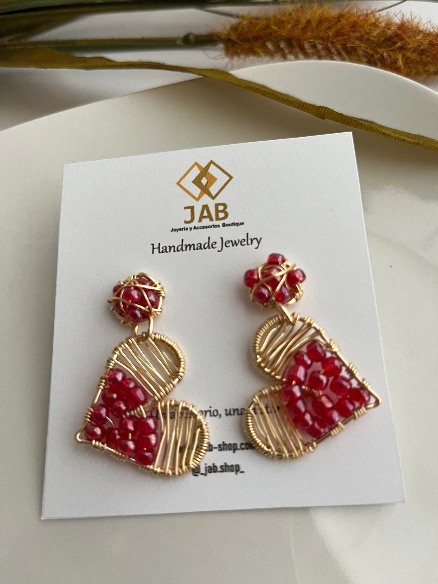 Heart and bead earrings